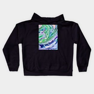 Peacock Feather - Abstract Acrylic Pour - Variant 2 Kids Hoodie